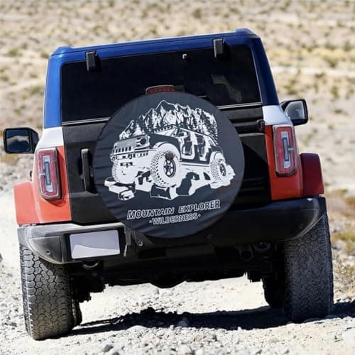 35 Inch Spare Tire Cover for 2021-2025 Ford Bronco Badlands, Wildtrak, First Edition, Sasquatch, Everglades, Heritage Limited Edition, Wheel Tyre Protectors with Backup Camera Hole Accessories