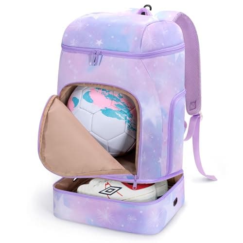 Smasrob Soccer Backpack for Girls with Separate Ball Pocket and Shoe Compartment Sports Bags for Soccer Basketball Volleyball Purple