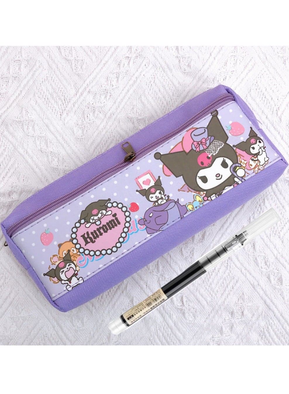 Kuromi Cartoon Double Zipper PU Multifunctional Large Capacity Pencil Case Stationery Pencil Case Neutral Pen Set