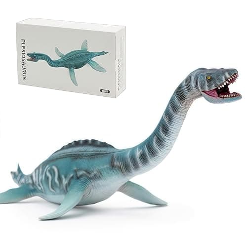 GeminiGenius Plesiosaurus Action Figure Toy Plesiosaurus Sea Dinosaur with Moveable Jaw Beautiful and Accurate Sculptures of Dino Toy Gift Collection Display Play for Kids and Dino Lover