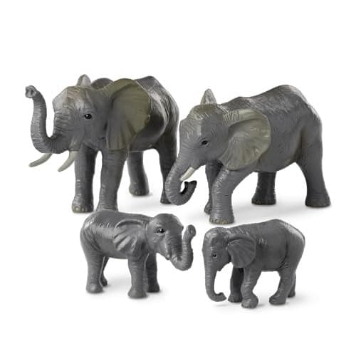 Terra by Battat – 4 Pieces African Elephant Toys Family Set – Realistic Plastic Safari Animals Figures – Animal Toys for Kids 3+ Years – Elephant Gifts & Baby Shower Decorations