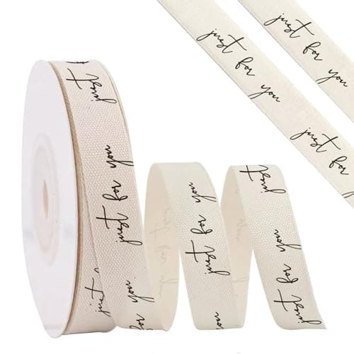Ftuuo Just for You Cotton Twill Tape Ribbon58 Inch x 10Yard Natural Cotton Herringbone Ribbons for Birthdays Anniversaries DIY Crafts Baking Sewing Crafts Home Decor