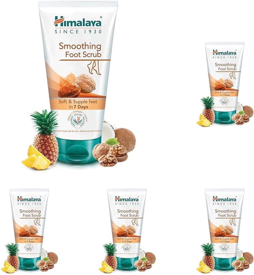 Himalaya Herbals Smoothing Foot Scrub with Walnut Coconut Pineapple and Aloe Vera 150ml Pack of 5