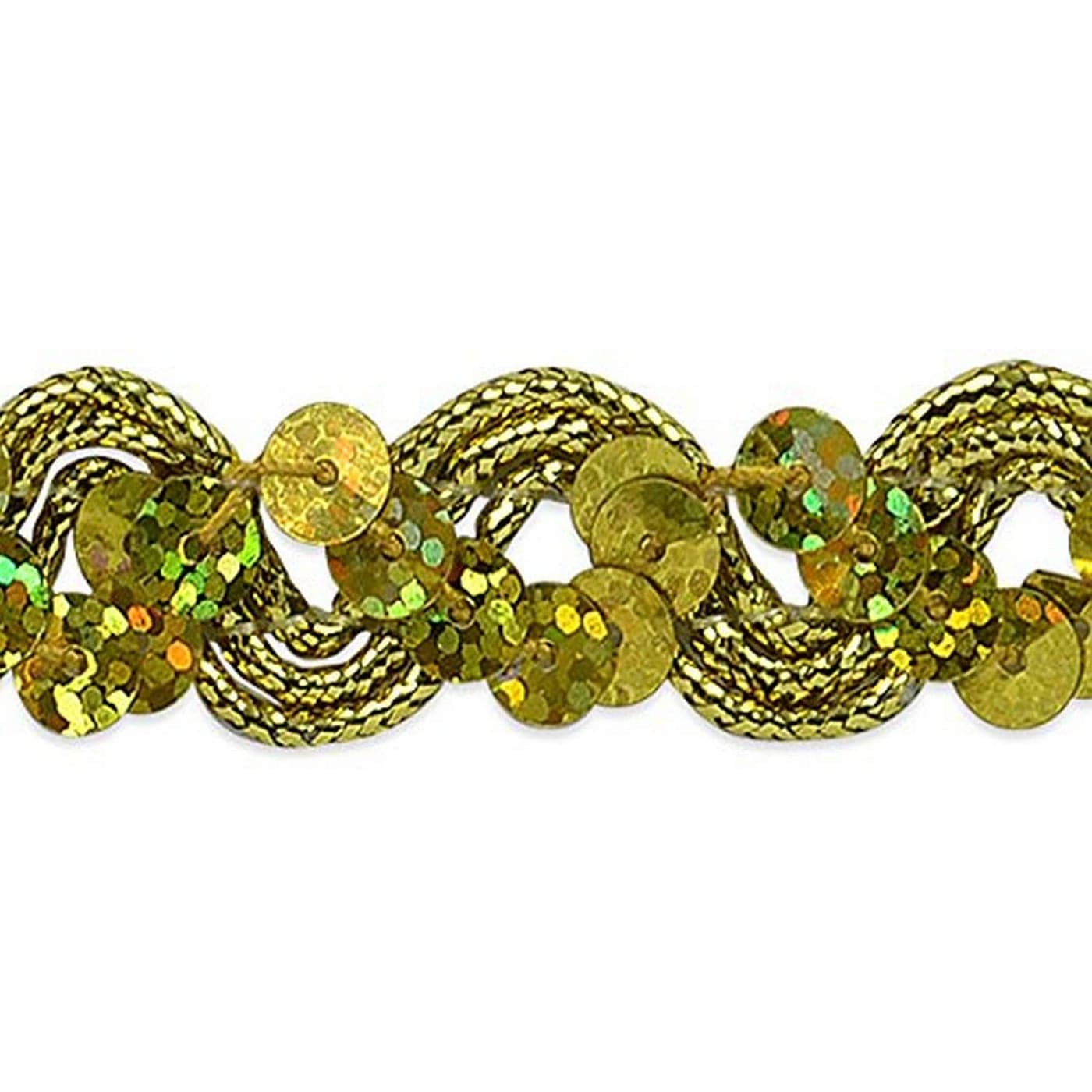 Trims by the Yard Reba Ric Rac Sequin Braid Trim Embellishment 12 wide 20Yard Gold