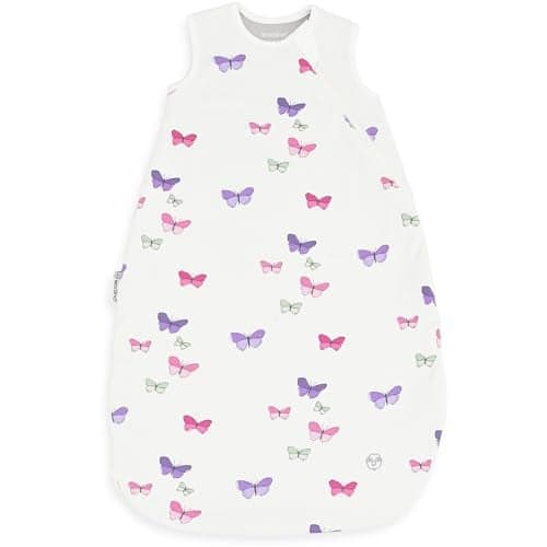 Woolino Merino Wool and Organic Cotton Baby Sleeping Bag - 4 Season Classic Sleep Sack - Two-Way Zipper Sleeping Bag for Baby and Toddler - 0-6 Months - Butterfly