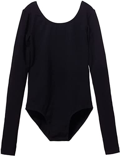 MdnMd Toddler Girls Basic Long Sleeve Dance Ballet Leotard Outfit Bodysuit Gymnastic (Black, Age 2-4 / 2t,3t)