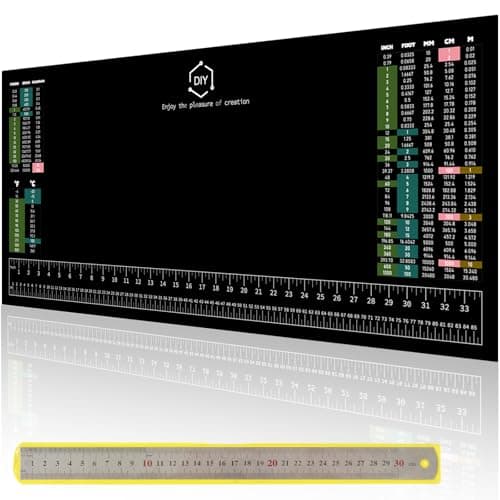 TAROTKIN Workbench Mat, 35.5" X 16" DIY Silicone Rubber Large Work Bench Table Hobby Neoprene Tool Mat Pad Ruler Set with SAE/Metric Ruler Standard Metric Conversion Charts
