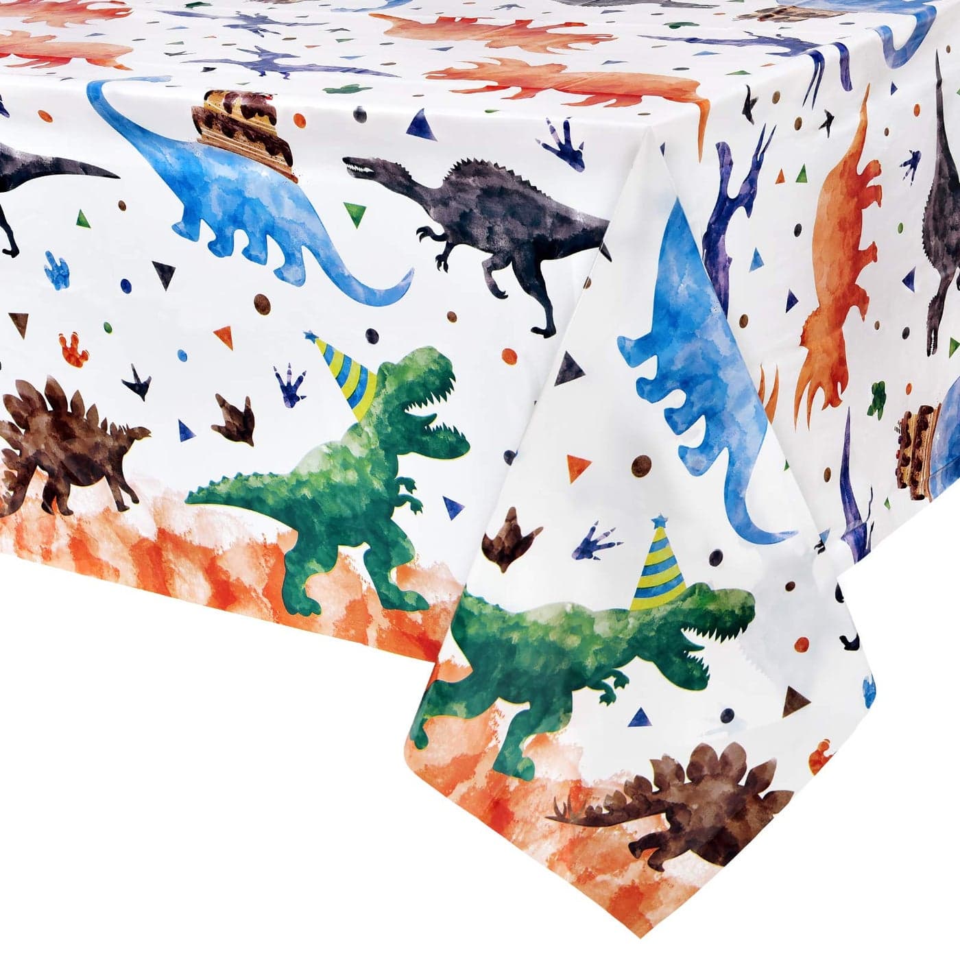 WERNNSAI Watercolor Dinosaur Party Tablecloth 4 Pack 54 x 108 Dinosaur Party Supplies for Kids Boys Dino Theme Birthday Party Decoration Dinosaur Printed Rectangular Plastic Table Cover