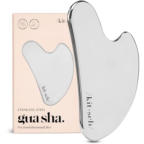 Kitsch Stainless Steel Gua Sha Facial Tools Guasha Tool for Face Face Sculpting Tool Jawline Shaper Double Chin Reducer Body Gua Sha Tools Lymphatic Drainage Massager Facial Skin Care Silver