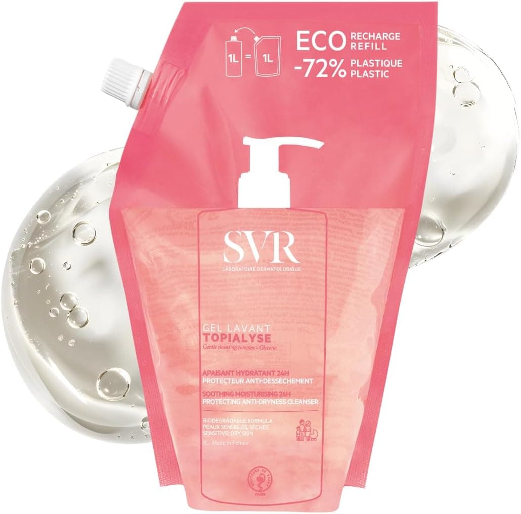 SVR TOPIALYSE Soothing Gentle Gel Wash for Face and Body 24hr Hydrating Protective BathShower Cleanser for Dry Sensitive Skin