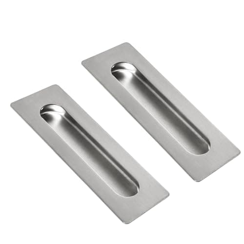 HOMOTEK 2 Pack Flush Pull 7 in Sliding Closet Door Handles Recessed Rectangular Big Handles Bypass Door Handles, Large Size Satin Brushed Stainless Steel Barn Door Finger Pull Set, Free of Sharp Edge