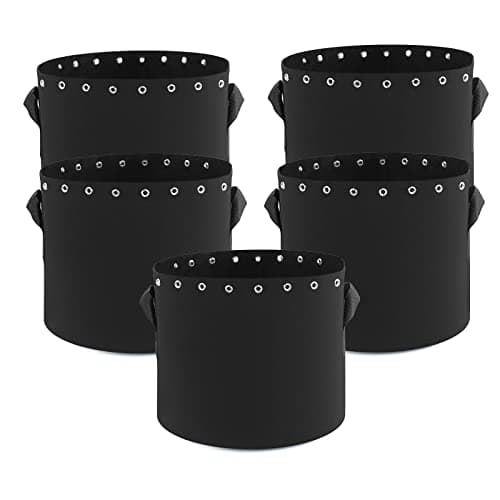 Molgoc 3 Gallon Plant Grow Bags 5-Packs with Holes,Thichkened Non-Woven Aeration Fabric Pots with Handles - Reinforced Weight Capacity