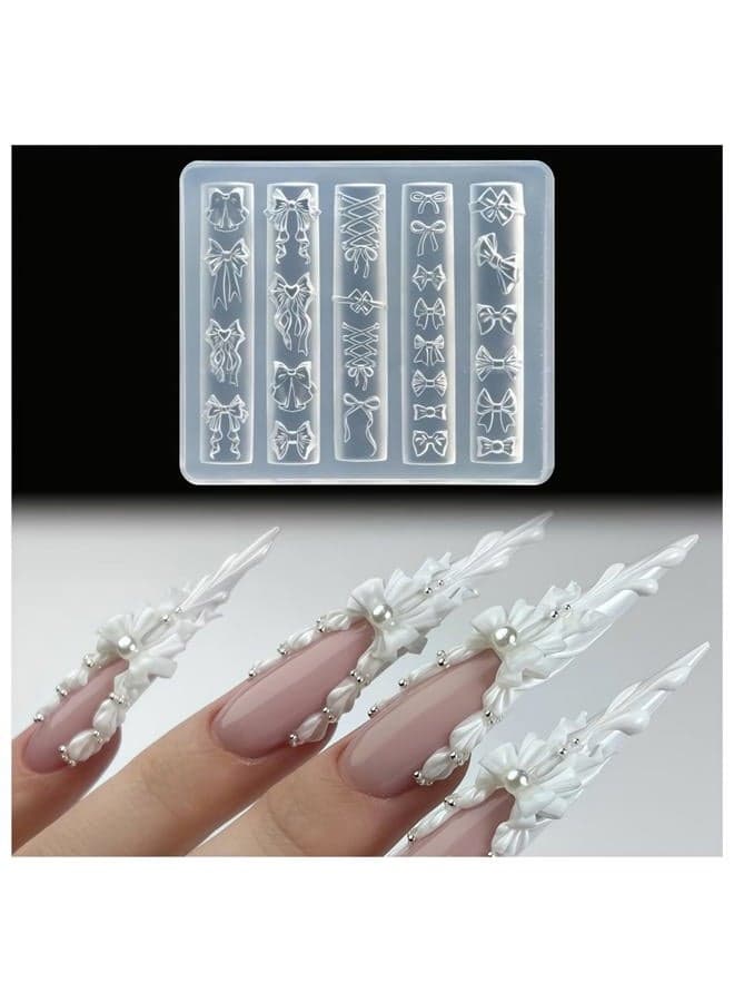 Bow Nail Mold Silicone Tools Nails Art Resin Molds for Accessories Supplies