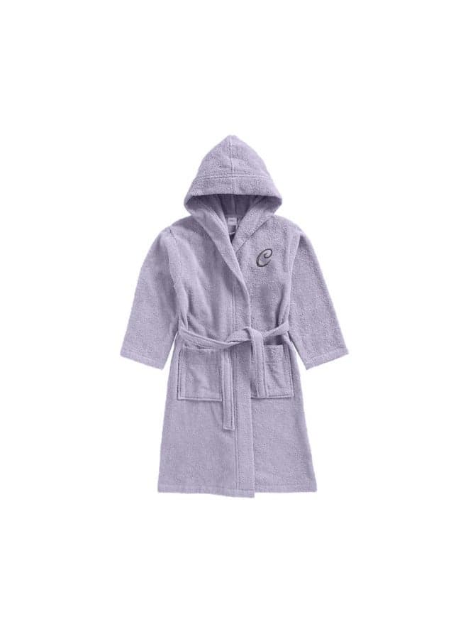 Daffodil (Lilac) Monogrammed 8 Year Kids Bathrobe (112 x 113 Cm) Hooded Terry Cotton Set of 01 - Letter "C"