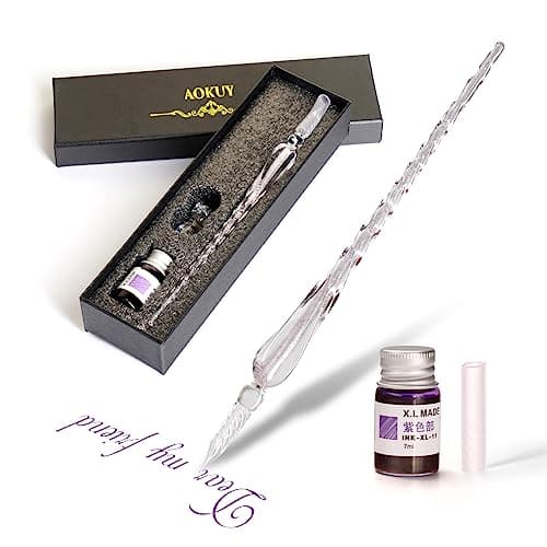 AOKUY Glass Dip Pen SetCalligraphy PenCrystal Signature Pen for Art Writing Signatures Decoration and Business Gift