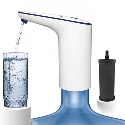 RAMA Handy Pure Automatic Wireless Water Dispenser for 20L Water Can with 4-Inch Carbon Candle Filter | Fast Flow Food Grade Water Pump with USB Rechargeable battery | Removes 99.9% Bacteria & Viruses