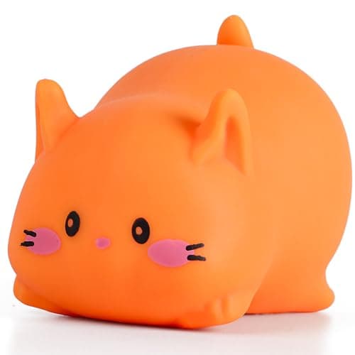 Cat Stress Balls Squishy Toys for Adults and Kids Cat Squishy Squeeze Toys Orange Dough Ball Animal Squishy Stress Relief Fidget Sensory Toys Kawaii Squishies for Party Favors Easter Birthday