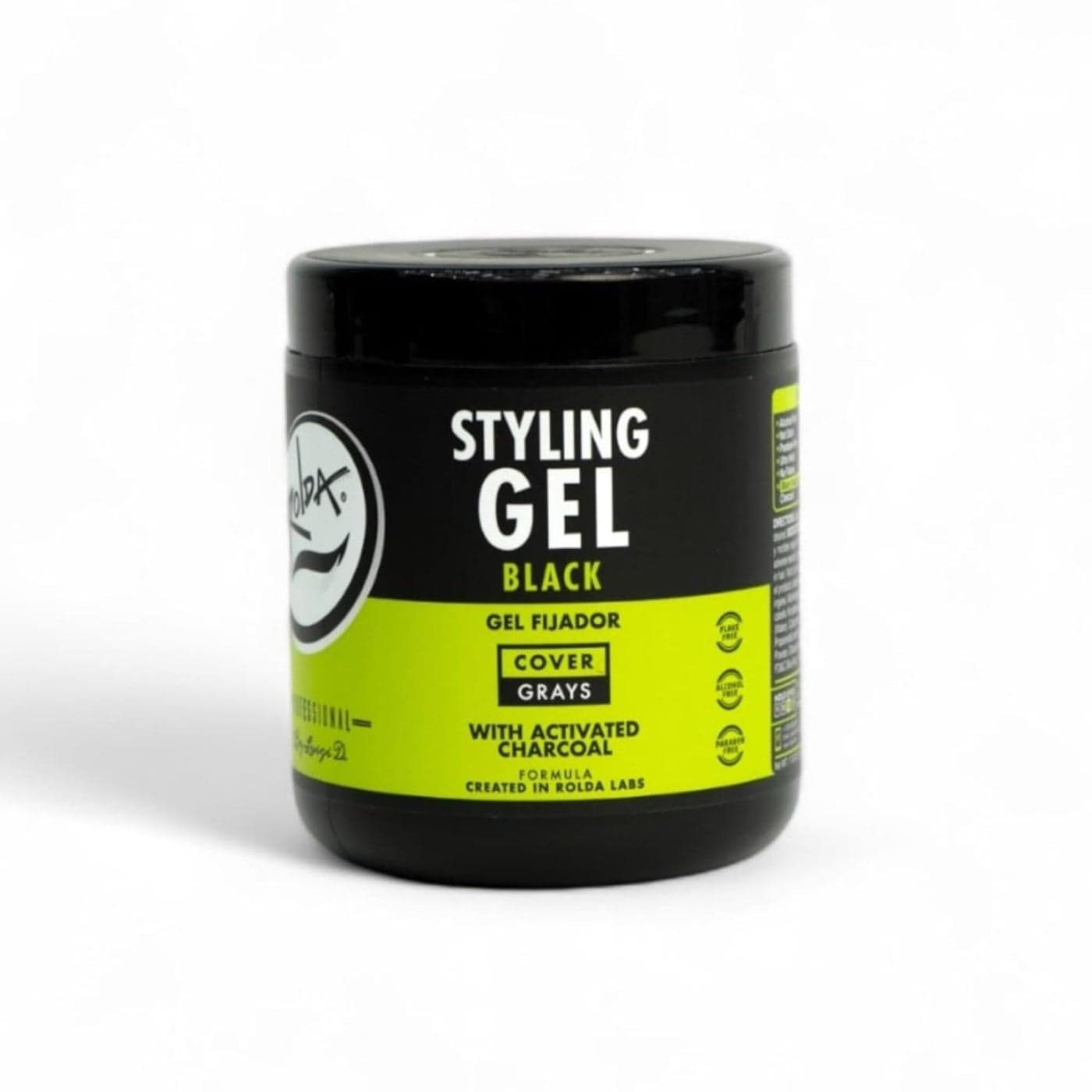 Rolda Black Styling Hair Gel Medium To Strong Hold With Medium Shine For a Wet Slicked Back Look With All Day Hold Activated Black Charcoal Covers Grey Hair Instantly 352oz