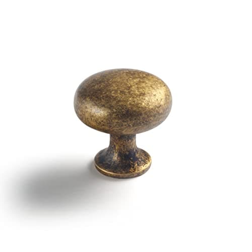 Goo-Ki Vintage Retro Antique Brass Zinc Alloy Cabinet Knob - Single Hole Center Affordable Luxury Cabinet Pull Hardware for Bedroom, Kitchen, 6 Pack…