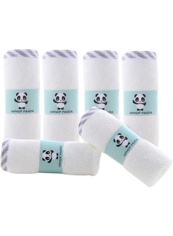 Organic Hypoallergenic Bamboo Baby Washcloths - 2 Layer Ultra Soft Absorbent Bamboo Towel - Newborn Bath & Face Towel - Makeup Remove Washcloths for Sensitive Skin - Boy Girl Shower Gift (Gray stripe)