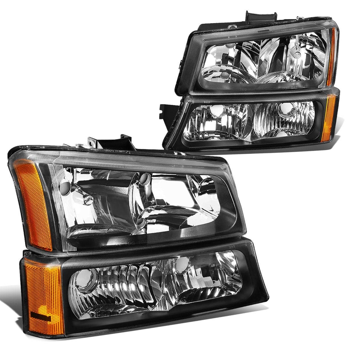 DNA MOTORING HLOHCS034PBKAM Black Amber Headlights Compatible with 20032006 Chevy SilveradoAvalanche Fit Models without Factory Cladding