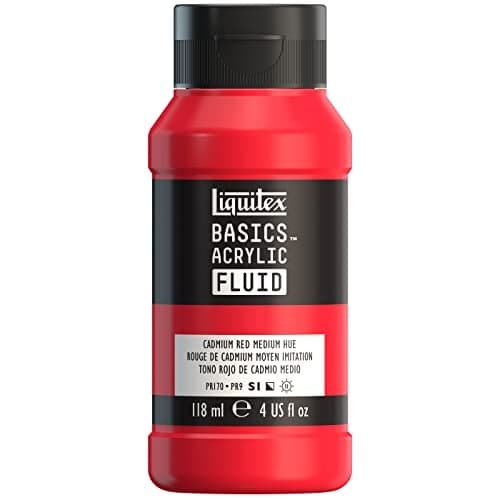 Liquitex BASICS Acrylic Fluid Paint 118ml 4oz Bottle Cadmium Red Medium Hue