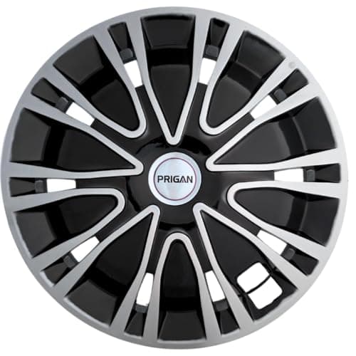 PRIGAN Wheel Cover for TATA Tiago Old 13 Inch Silver Black Wheel Cap (Available in 13,14,15 Inch) (Set of 4 Pcs) (Press Fitting) Model- Drive Silver Black-13