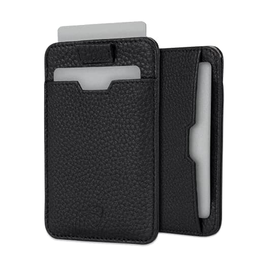 Vaultskin CHELSEA Mens RFID Blocking Slim Leather Card Wallet Minimalist Front Pocket Cardholder in Matt Black