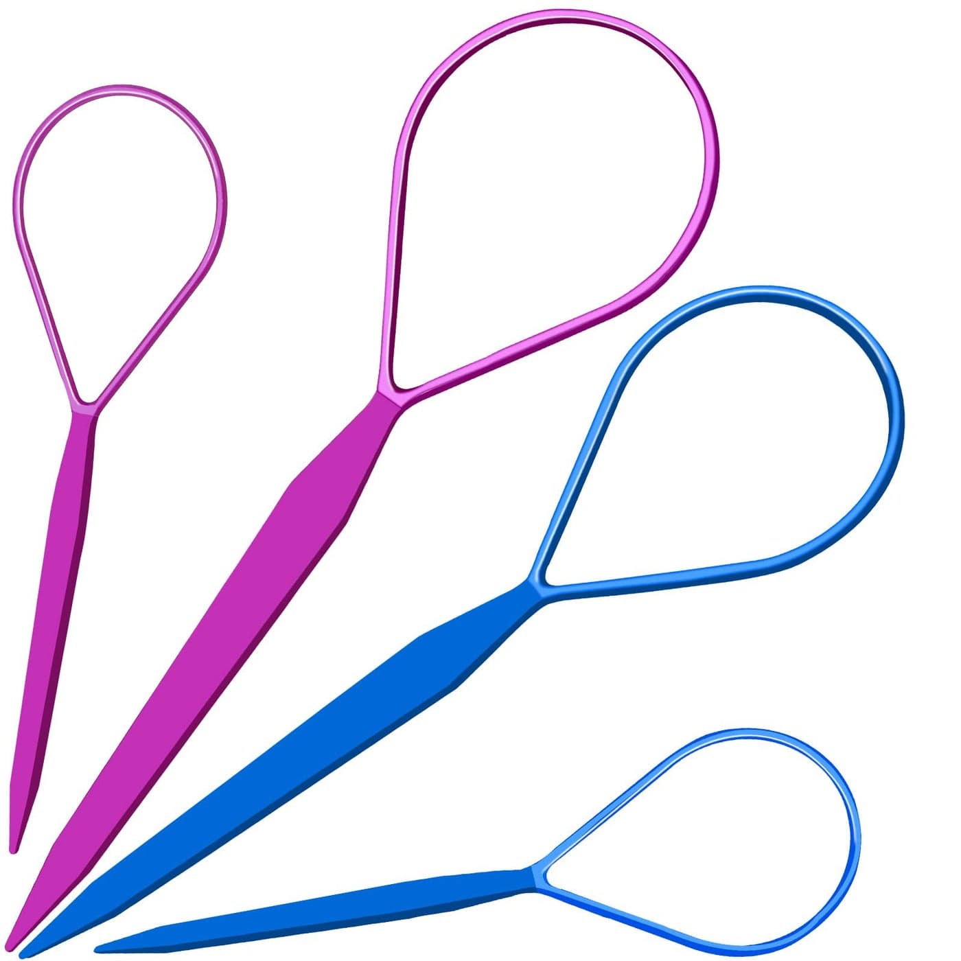 Teenitor 4pcs Pony Hair Tail Accessories 2 Pairs French Braiding Tool Turvy Styling Tool for Women Girls Ponytail Pull Through Tool PurpleBlue