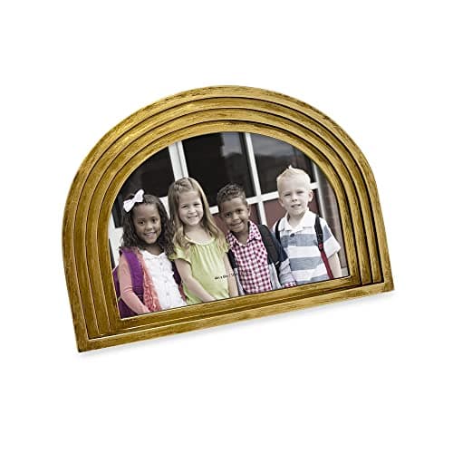 Isaac Jacobs 4x6 Horizontal Gold Arc Resin Picture Frame with Gradient Design, Decorative Photo Frame, Tabletop & Wall Display, Hanging Display & Home Decor (6x4, Gold)