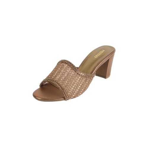 Metro Women Antique Gold Block Heel Fashion Slip-on Sandal UK/5 EU/38 (40-308)