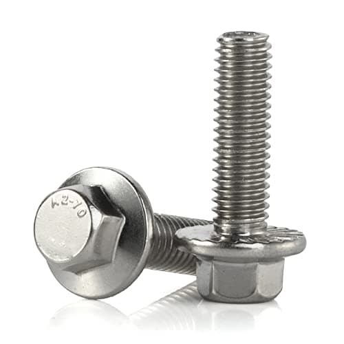 MewuDecor M6-1.0 x 20mm Flanged Hex Head Bolts Flange Hexagon Screws, Stainless Steel 18-8 (304), Plain Finish, 25 PCS