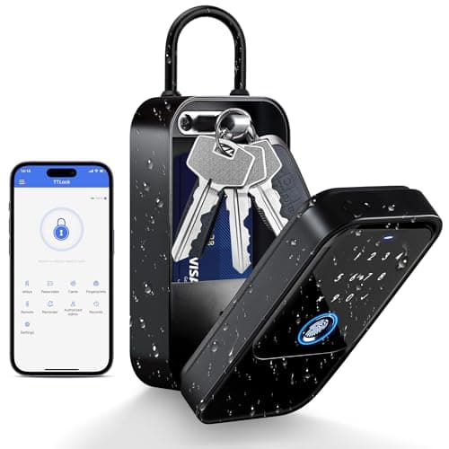 LOQRON Smart Key Lock Box - Advanced Fingerprint Recognition, TTLock Control, Manual Keys, Access Card - Weatherproof, Wall Mounted & Door Hanging for Home, Airbnb, Realtor and Office