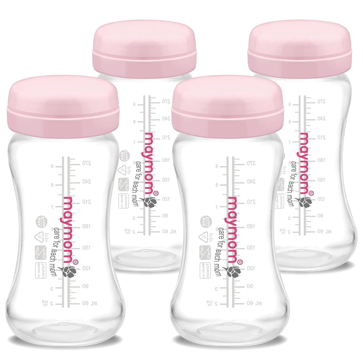 Maymom 9 oz 4 ct WideMouth Milk Storage Collection Bottle with Travel Cap n Sealing Ring Compatible with Avent Natural Avent ClassicMotif LunaAmeda MYASpectra Bottle