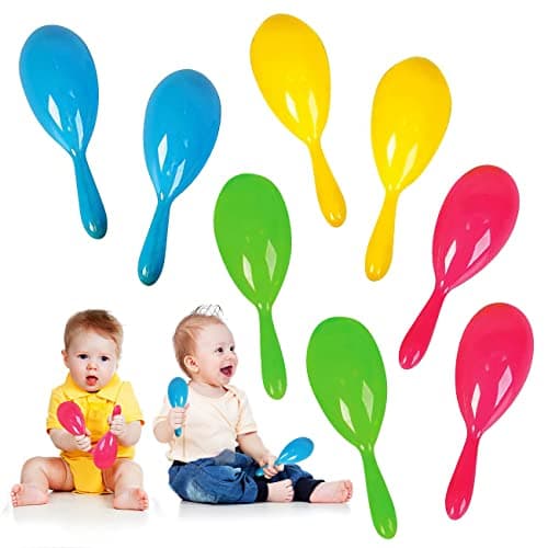 ArtCreativity 24 Pcs Plastic Maracas for Kids 4 Inch Cinco de Mayo Noise Makers and Toy Musical Instruments Neon Music Hand Shakers Birthday Party Favors Fiesta Decorations