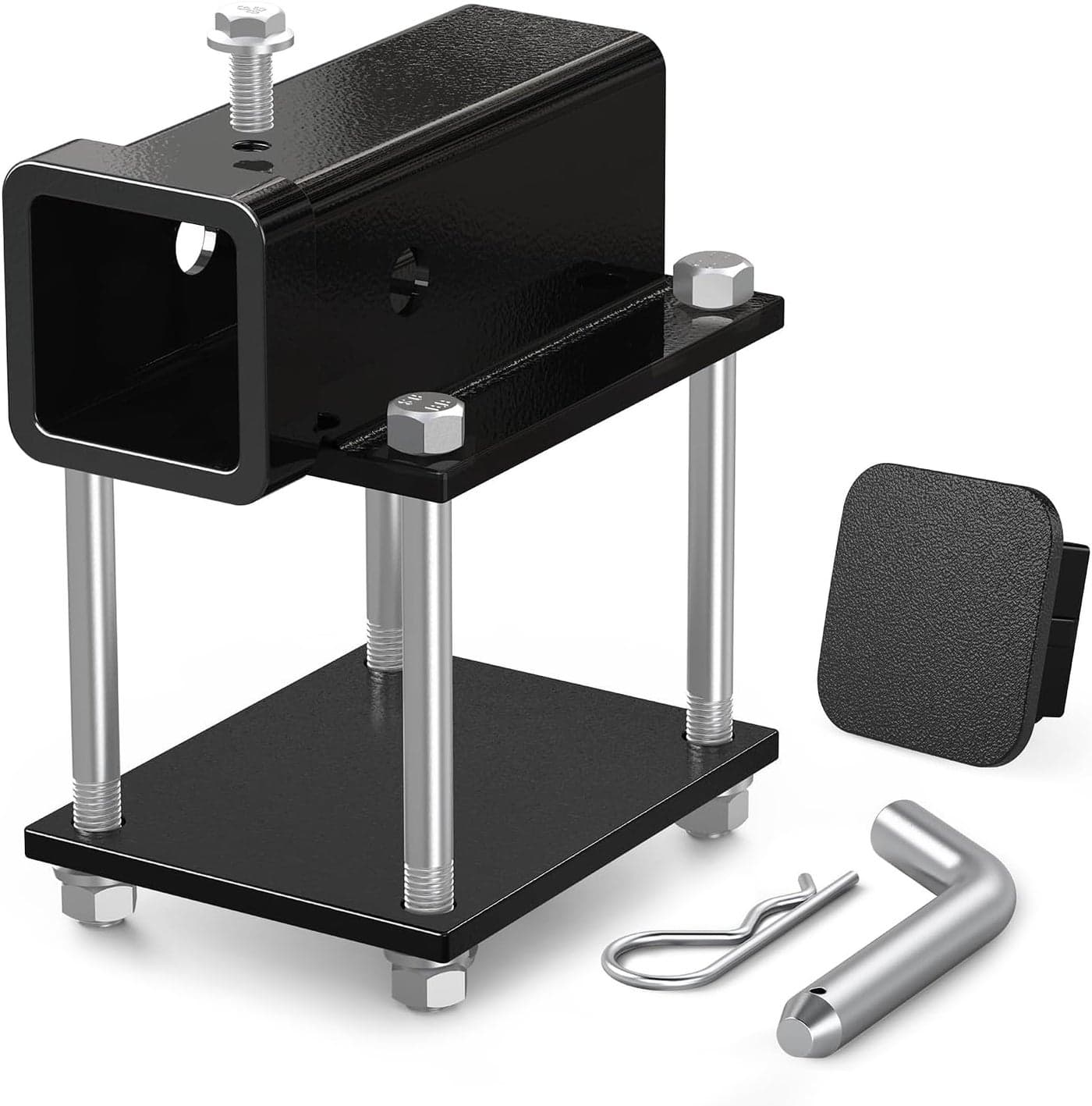 Ohuhu Bolt-on RV Bumper Hitch Receiver Adapter for 4-4.5" Beam, 2" Receiver with Hitch Pin & Cover
