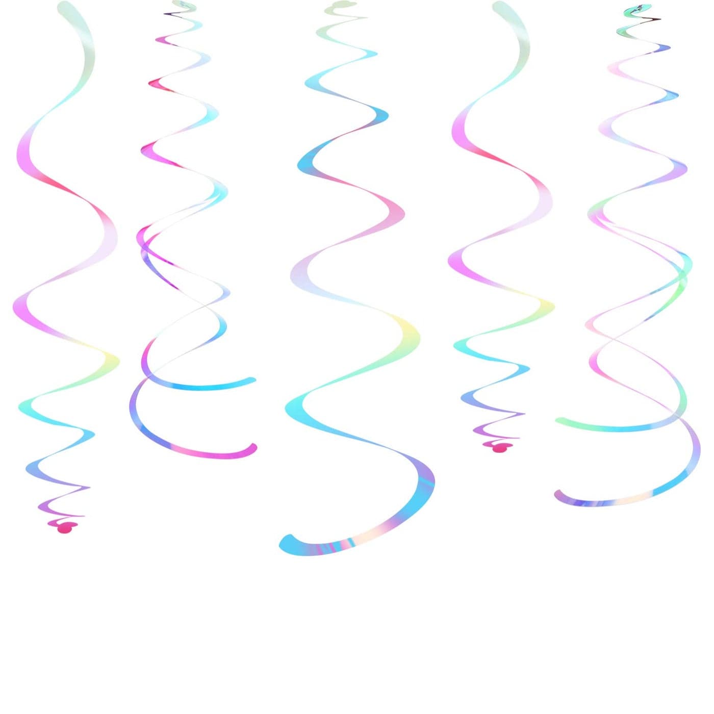 Iridescent White Party Hanging Swirl Decorations Shimmer Transparent White Plastic Streamer for Ceiling Pack of 28