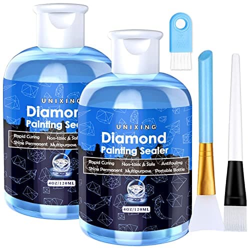 2 Pack Diamond Painting Sealer Glue with 3 Brushes 8OZ Art Sealer Glue Accessories Permanent Hold Shine Effect for Puzzle