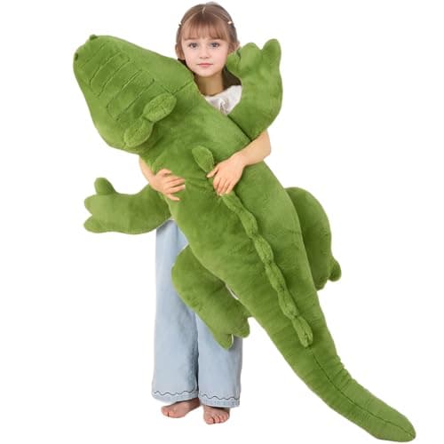 FFxiong 60 inch Green Giant Alligator Plush Stuffed Animal Toy 5 Feet Huge Big Soft Body Long Pillow Cute Large Crocodile Plushies Gift for Kids Girl Boy Birthday Valentines Christmas