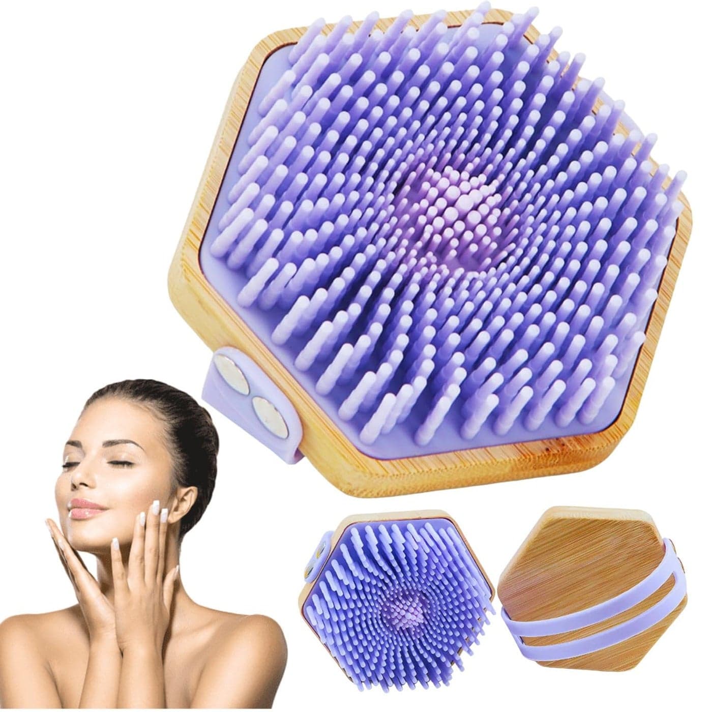 INCLUSSHOP Silicone Body Scrubber Shampoo Brush Exfoliating Bath Scrubber Premium Silicone Loofah Shower and Bathroom with Silicone Grip Technology Detachable and Reusable Brushes For Men Women