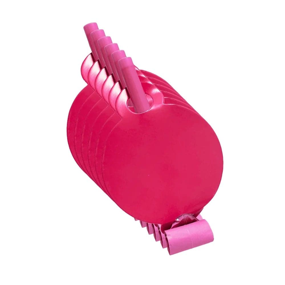 Happy Birthday Party Paper Blowouts Noise Makers 6pcs- Pink