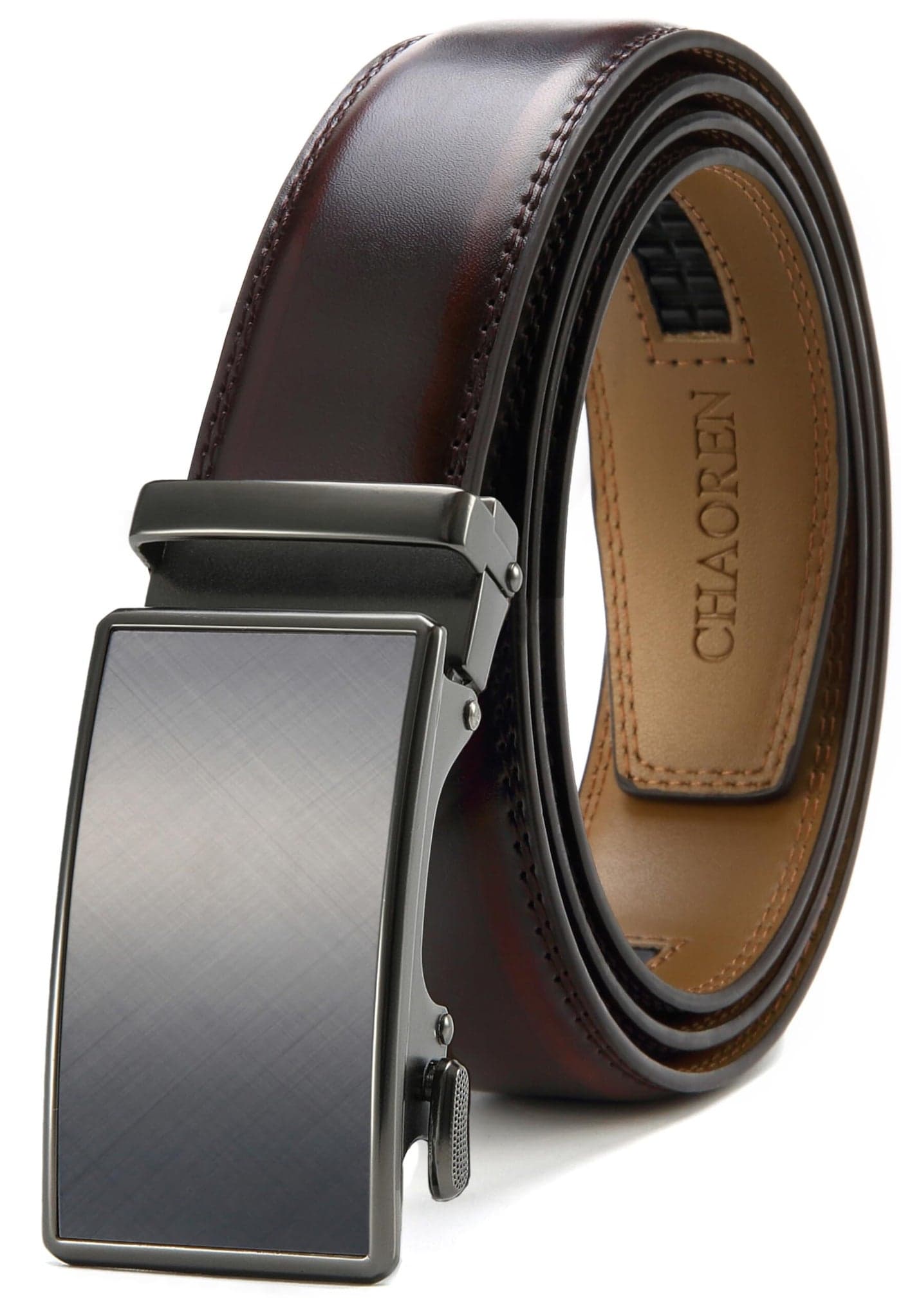 CHAOREN Mens Belt - Mens Ratchet Belt Leather 1 3/8" for Dress Pant - Micro Adjustable Belt Fit Everywhere