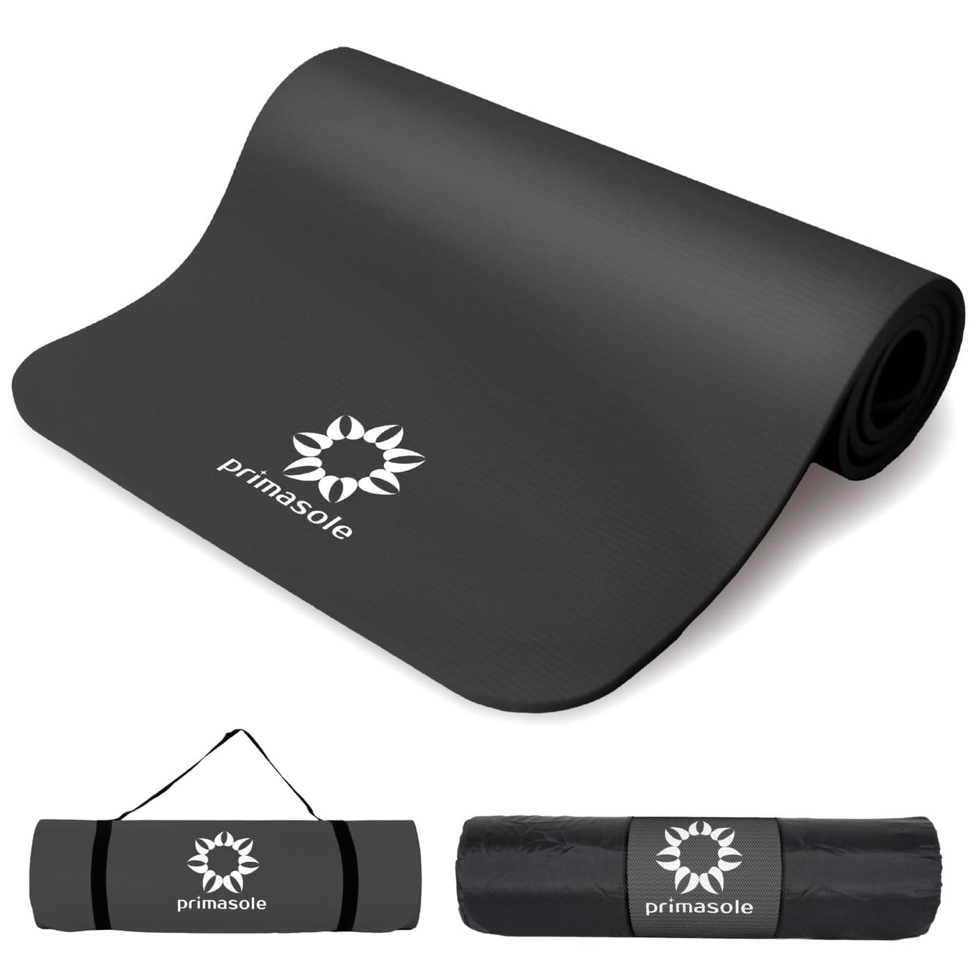 Primasole 12Inch Extra Thick NBR Yoga Mat with Enhanced Stability Textured Design Lightweight Mat with Carrying Strap Case for Yoga Pilates Gym Home Use Multiple Colors