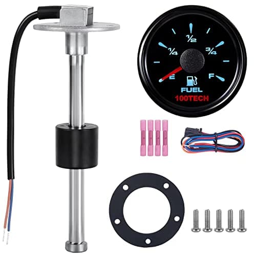 100TECH High Resolution Fuel Sending Unit and Gauge Kit 7"(180mm) SUS316 Stainless Steel Gas Sensor Sender for Boat Truck Camper RV Water Level Sensor 240-33ohms