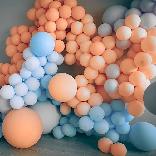 Flyloons Blue Orange Pastel Balloons Pack of 100 for birthday decoration items also suitable Baby Shower, Anniversary, Wedding, Celebration, Party