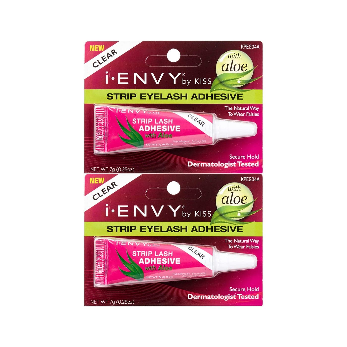 Kiss I Envy Clear 04 Eyelash Adhesive Strip with Alo 025 Ounce 7ml 2 Pack