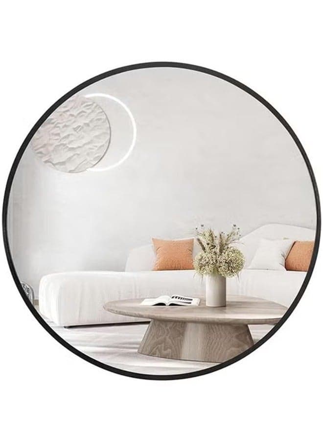 Bathroom Mirror,Wall Mounted Large Round Mirror,Black Metal Frame Round Mirror for Bathroom, Bedroom, Entryway Decoration(40*40cm)