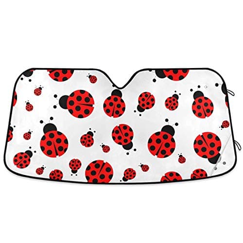 Oarencol Ladybugs Scarab Car Windshield Sun Shade Cute Animal Foldable UV Ray Sun Visor Protector Sunshade to Keep Your Vehicle Cool 55 x 276
