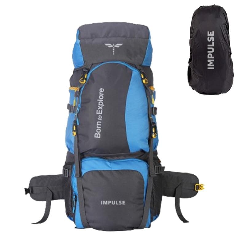 Impulse Rucksack bags 80 litres travel bag for men tourist bag for travel backpack for hiking trekking Bag for men camping Curve Sky Blue with 1 year Warranty | Sky Blue
