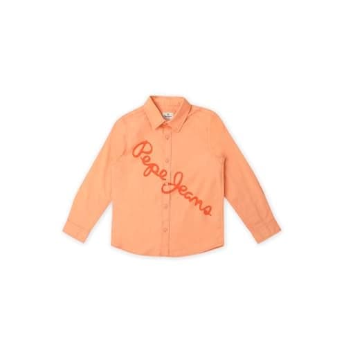 Pepe Jeans Boy's Letter Print Regular Fit Shirt (PB302609_Peach Orange